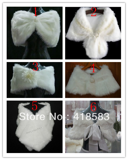 Six Style Bridal Faux Fur Shrug Off Ivory Shawl Stole Wrap Cape