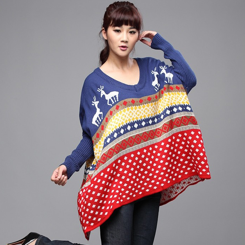 Siyuan 2013 autumn and winter sweater batwing type onta V-neck thick shoulder width plus size sweater a118