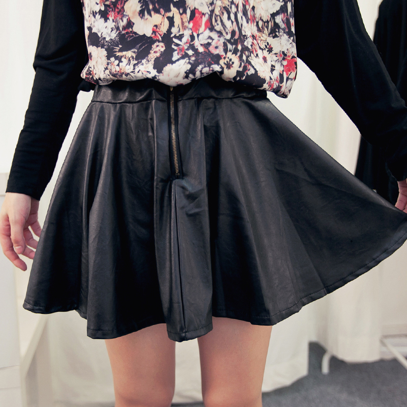 Sk05 middle zipper leather short skirt autumn and winter leather skirt bust skirt PU female 2012