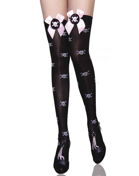 Skull Print-Applique Thigh Highs Sexy Stockings wholesale retail sexy hosiery 8747