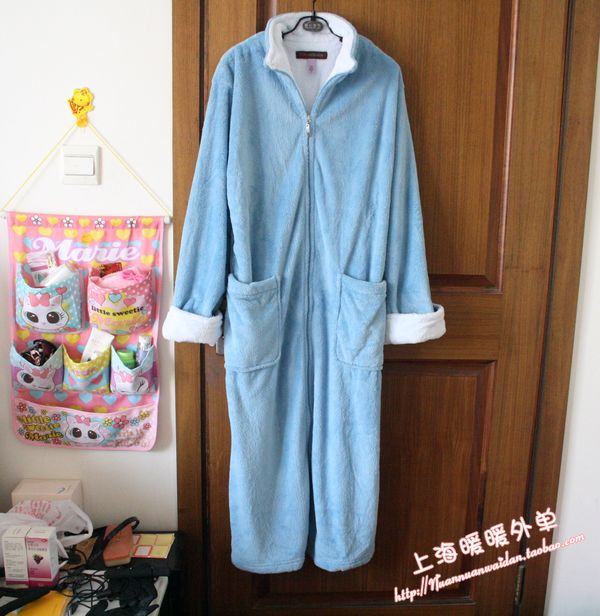 Sky Blue 9 coral fleece robe bathrobes plus size z