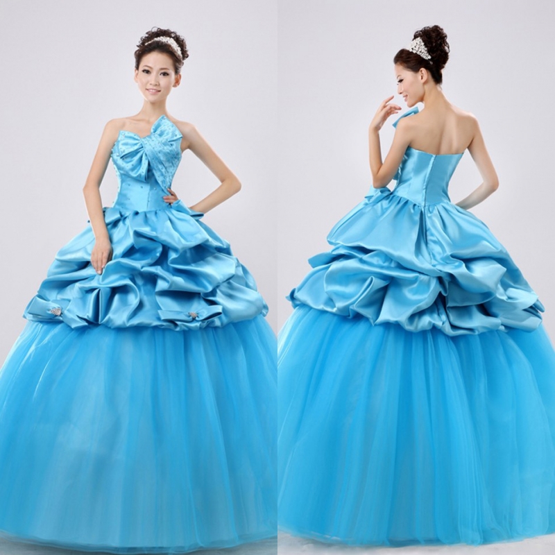 Sky Blue dress princess prom dress z02