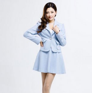 Sky blue new style sweet bow pocket little suit LM1623