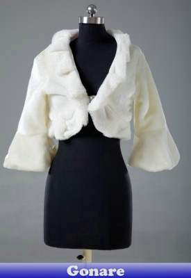 SL014 Gonare Free Shipping Wholesale New Ivory Wedding Faux Fur Wrap Coat Bridal Shawl Accessories