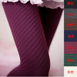 Slanting stripe pantyhose spring and autumn stovepipe socks velvet legging socks