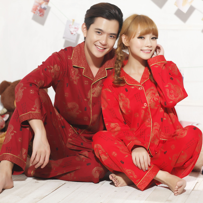 Sleepwear 2012 autumn and winter knitted cotton lovers sleepwear lounge married 1028