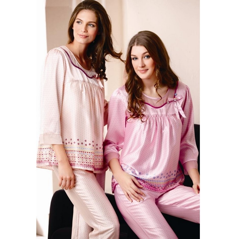Sleepwear 2012 autumn and winter women's silk long-sleeve sleep set casual lounge s2047