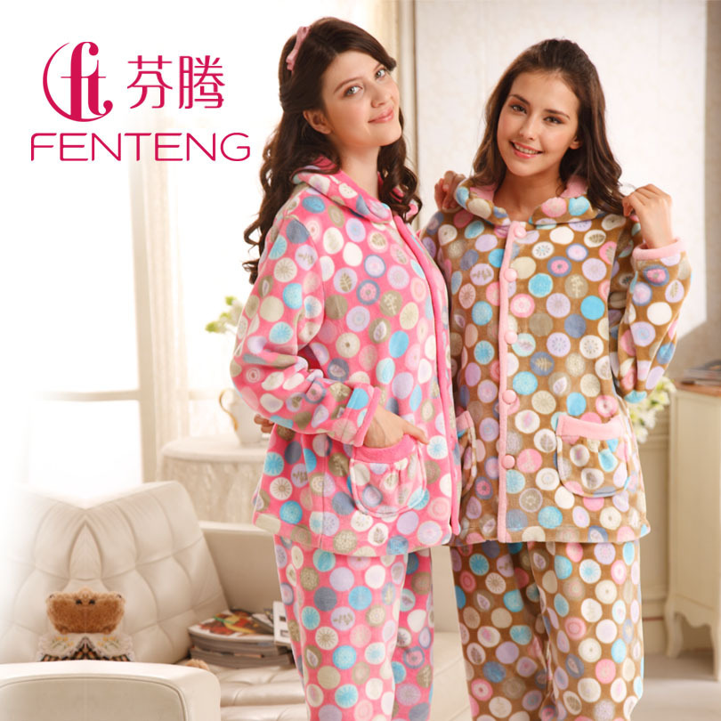 Sleepwear 2012 autumn and winter women's thickening coral fleece sleep set lounge z8725