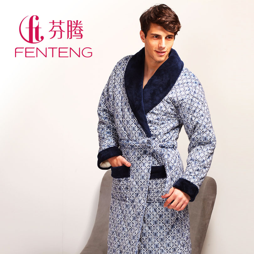 Sleepwear 2012 male coral fleece cotton-padded lounge robe bathrobes z8761 thickening