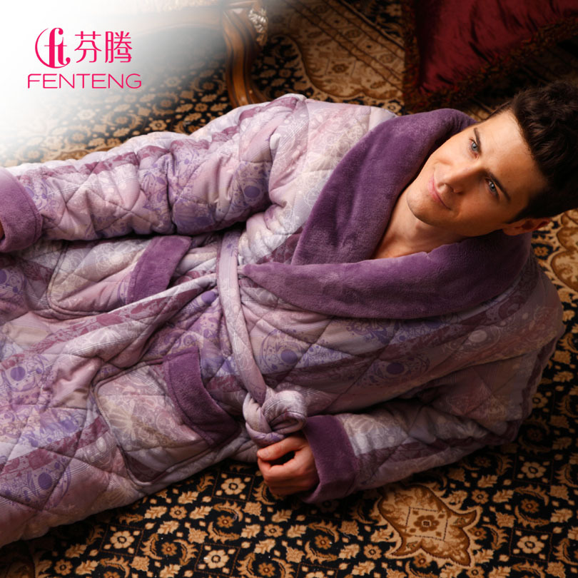 Sleepwear 2012 male thick coral fleece cotton-padded lounge robe