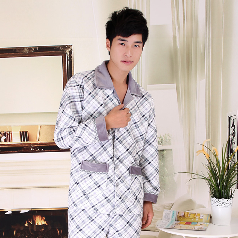 Sleepwear male sleepwear lounge set long sleeve length pants sleepwear 1062