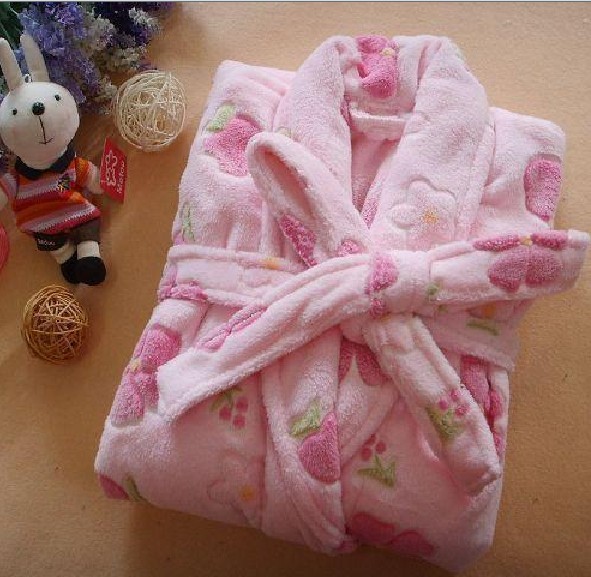 Sleepwear robe autumn and winter Women flower belt coral fleece Men robe bathrobes sleepwear