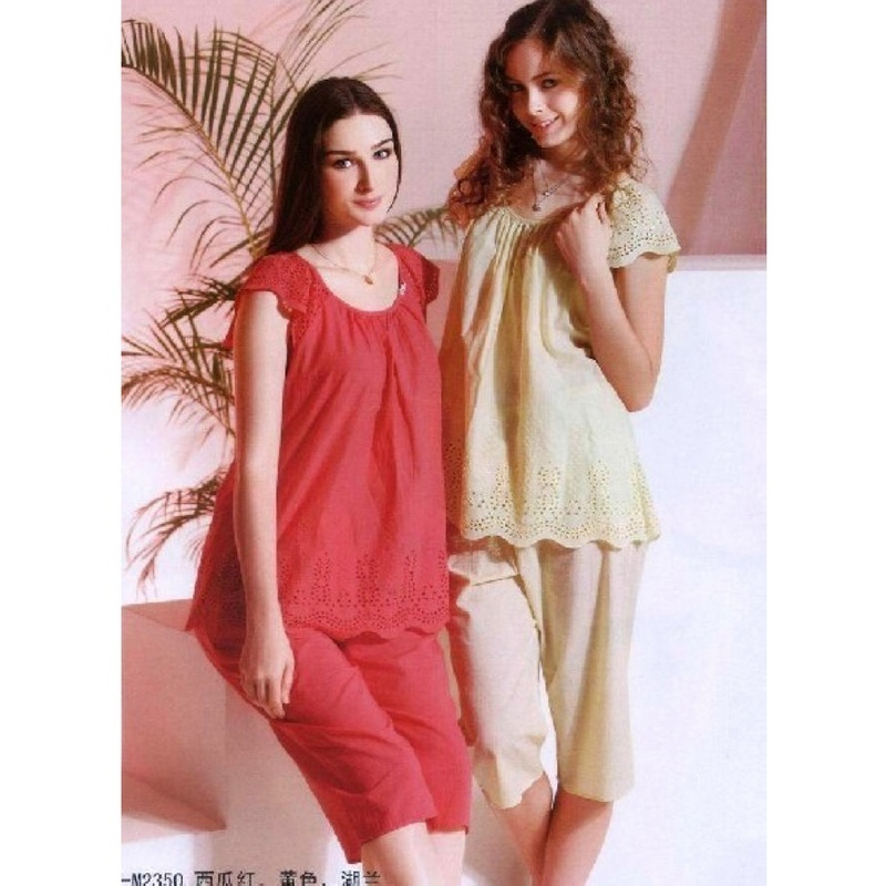 Sleepwear summer women's woven cotton sleep set m2350 casual lounge