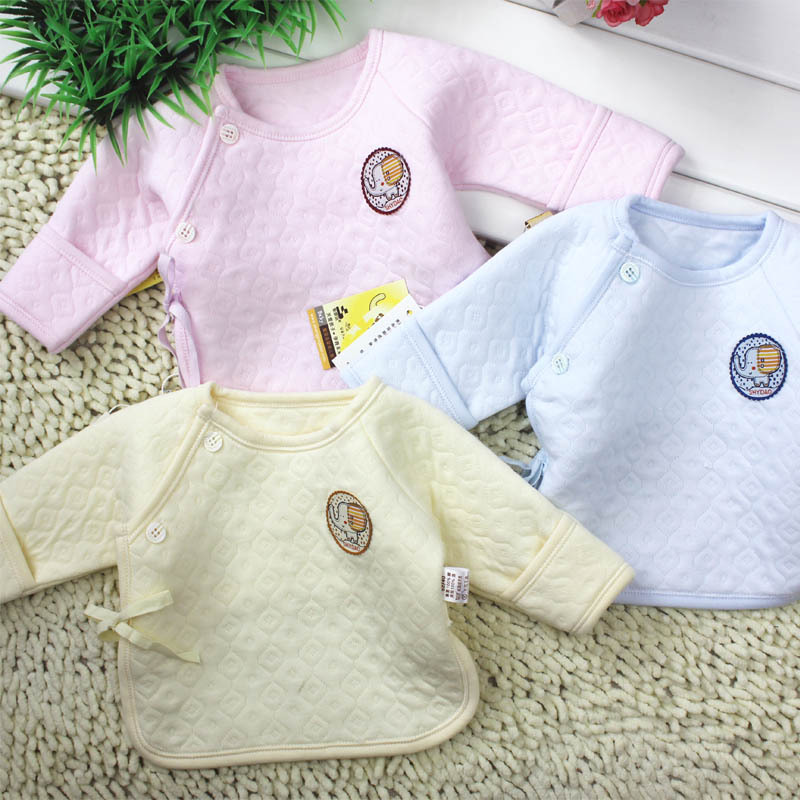 Sleepwear thermal underwear baby long-sleeve o-neck lacing type 100% cotton newborn clothes