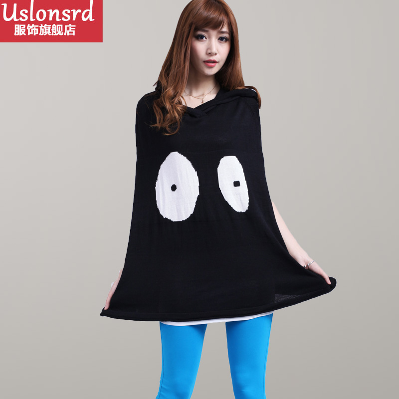 Sleeveless sweater dress uslonsrd sweater with a hood a cape sweet medium-long pullover sweater female