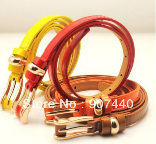 Slender waist and women of patent leather belt candy color fine belt