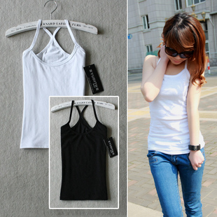 Slim all-match fashion diaodai belt spaghetti strap vest beixin female basic 100% cotton