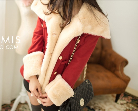 Slim double breasted wool preppy style wool coat outerwear female wt049