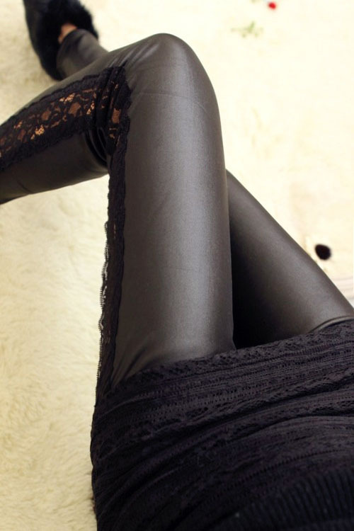 Slim faux leather matte thickening fleece faux leather pants thermal legging warm pants female