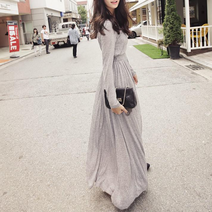 Slim full dress one-piece dress fashion elegant basic women's mop full dress