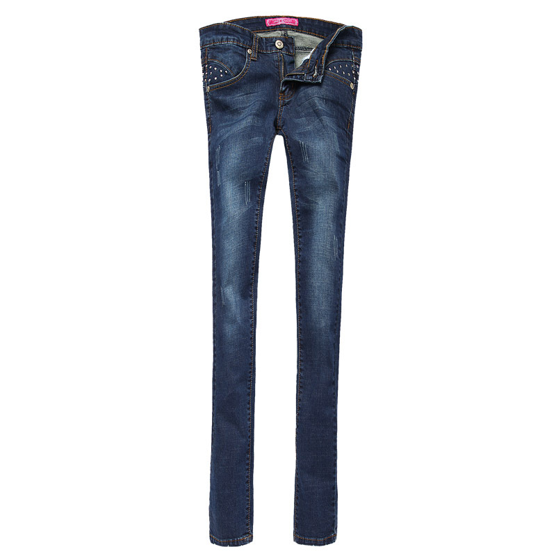 Slim pencil pants jeans women's water wash women's distrressed skinny pants trousers