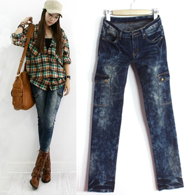 Slim skinny pants denim trousers 8550 free shipping