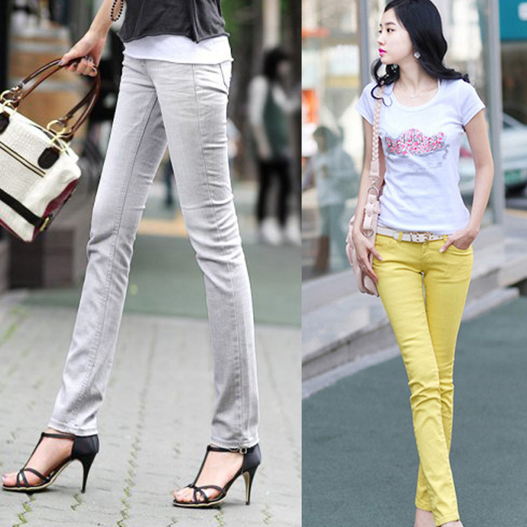 Slim skinny pants elastic denim trousers 8962 free shipping