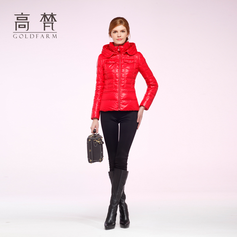 Slim stand collar down coat short design female