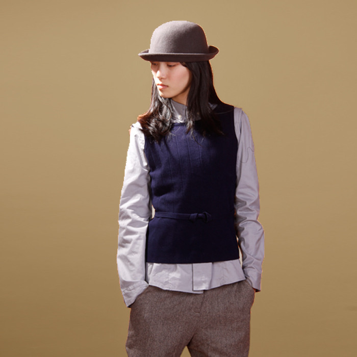 Slim suit single-piece o-neck sleeveless thin sweater women's solid color pullover sweater vest t0446