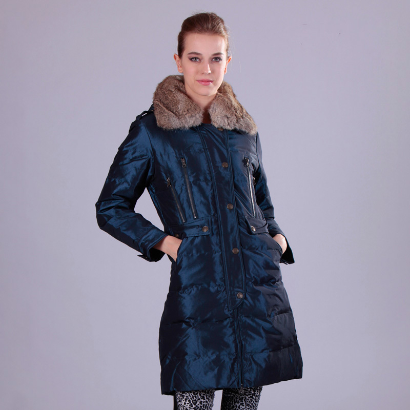Slim thickening fur collar down coat ladies medium-long 7g505a