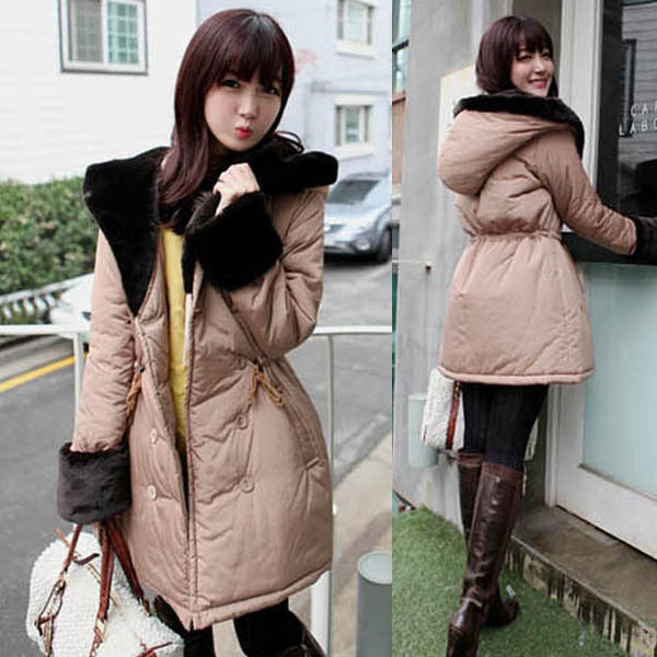 Slim waist long design double breasted wadded jacket cotton-padded jacket 11906 free shipping