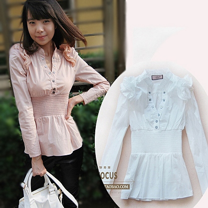 Slim waist stereoscopic royal paragraph shirt