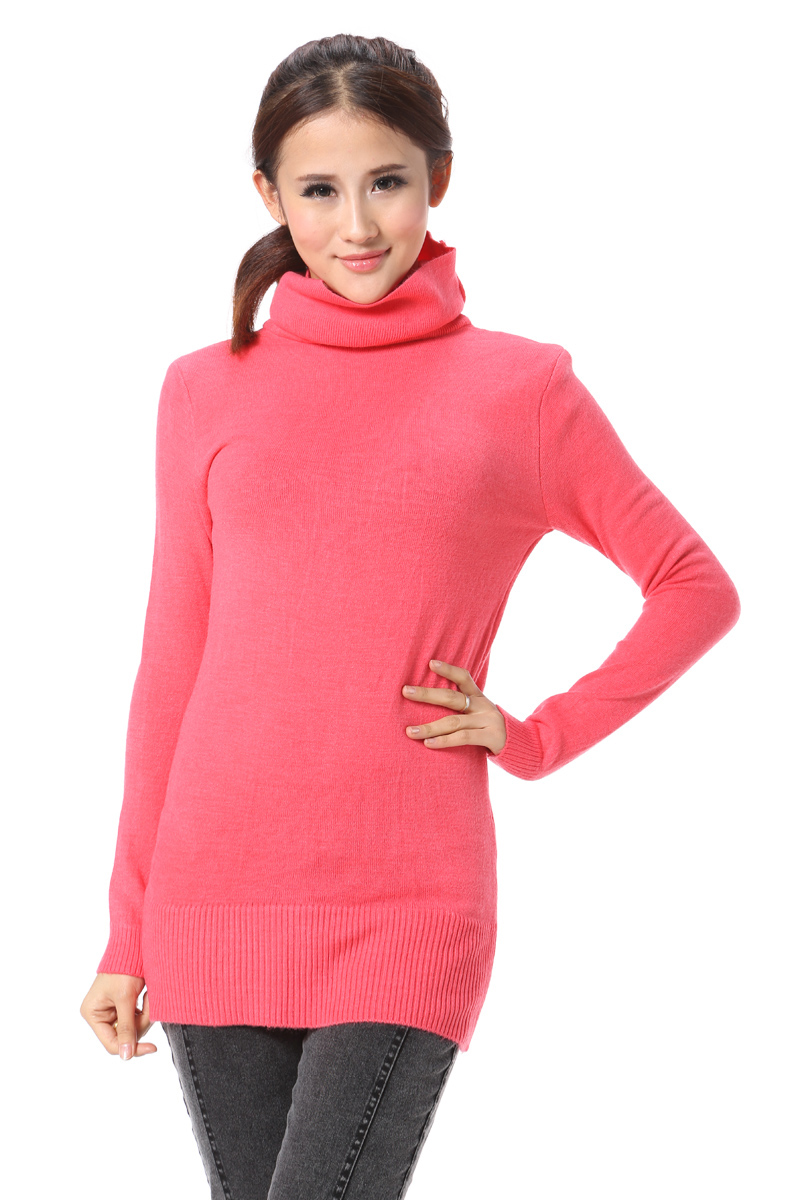 Slim women's medium-long sweater female basic shirt outerwear