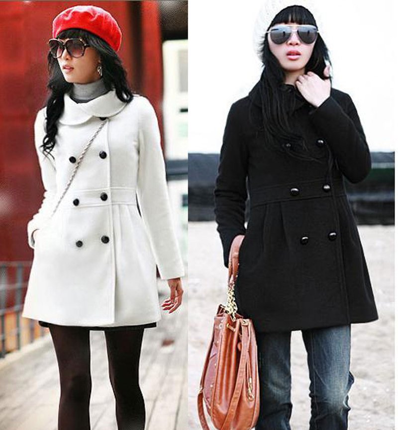 Slim woolen outerwear double breasted woolen trench overcoat 637 women's coat