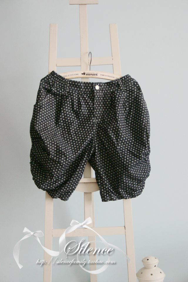 Sly water wash polka dot Dark Blue female denim harem pants bloomers shorts loose pants