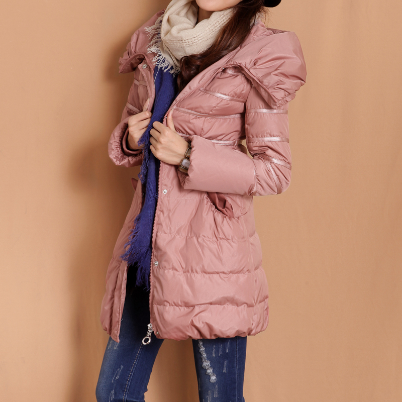 Small 2012 autumn and winter new arrival women's elegant solid color with a hood slim formal down coat clothing