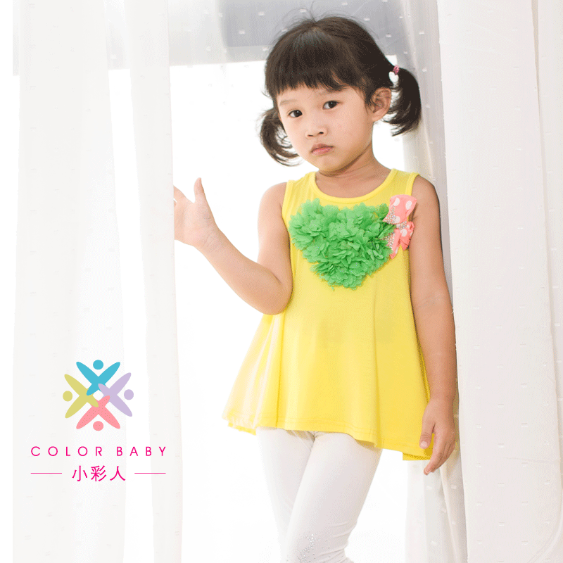 Small 2012 summer children's clothing female child 100% cotton tank dress loose t-shirt sleeveless top