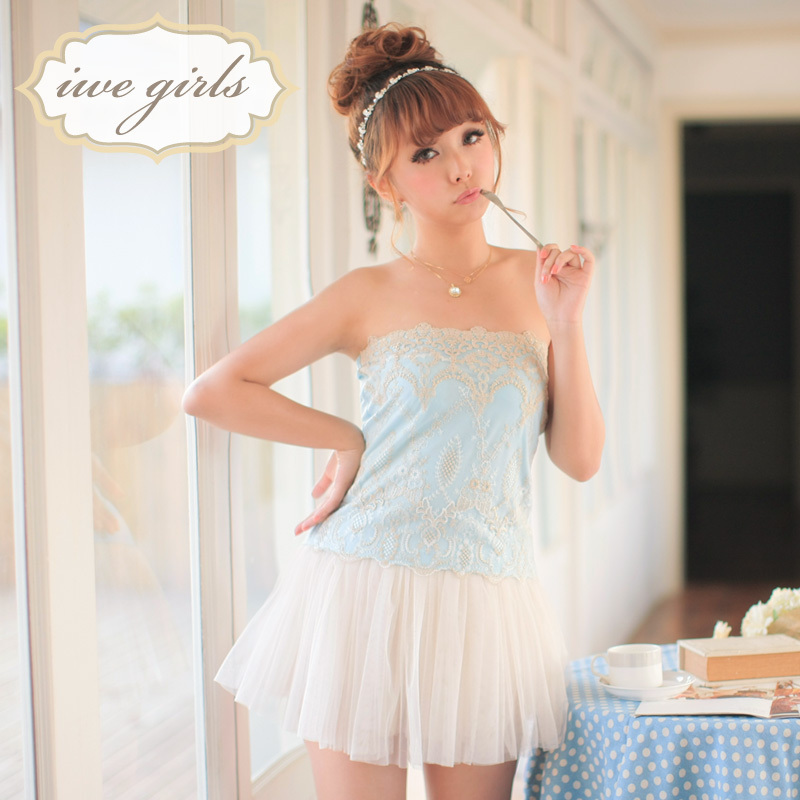 Small 2012 summer women's gold embroidery candy color royal tube top tube top