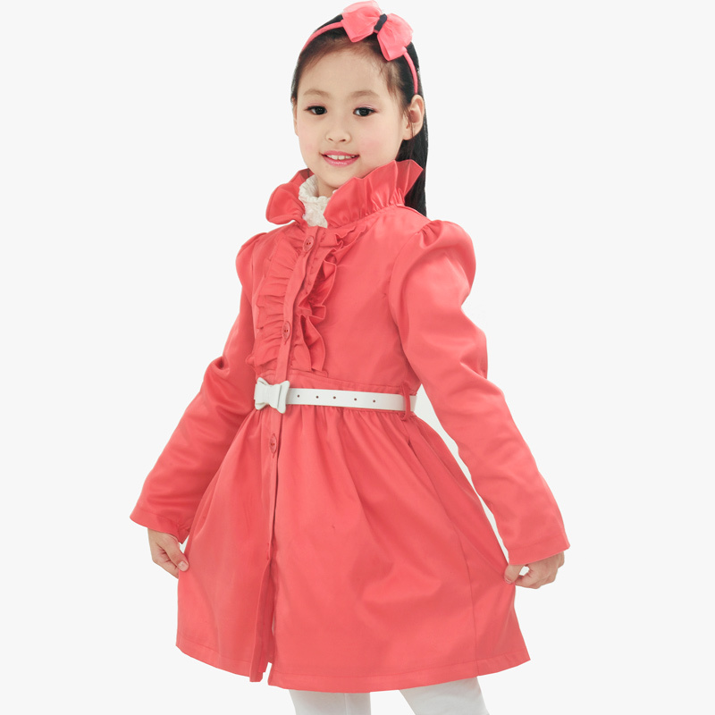 Small 2013 spring and autumn female child ruffle children's clothing outerwear child trench
