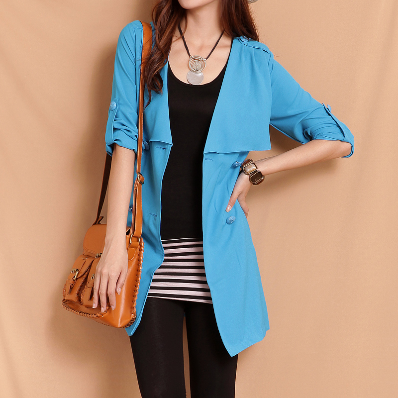 Small 2013 women's long-sleeve V-neck medium-long slim trench outerwear