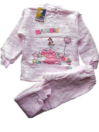 Small ant 100% cotton thermal set stand collar cotton-padded child underwear female child buckle 110 - 130 n10