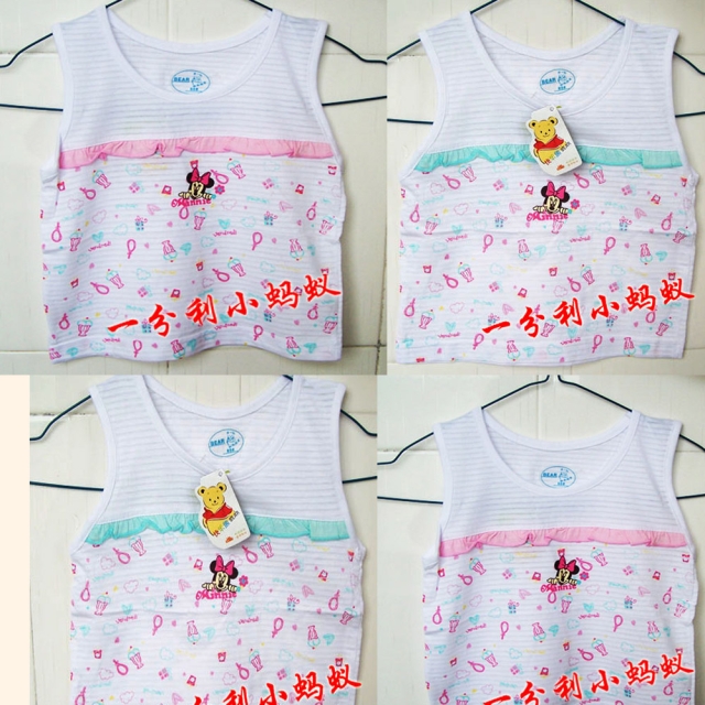 Small ant 100% pure cotton female child summer children's clothing girls vest baby vest