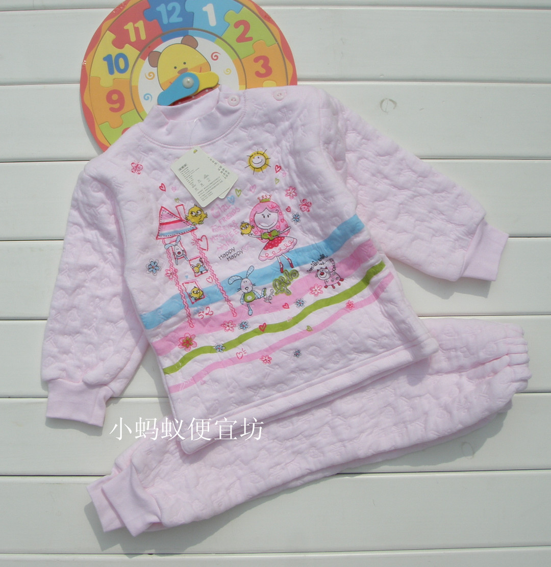 Small ant children's clothing set 100% cotton child underwear female child spring and autumn winter thermal underwear lounge