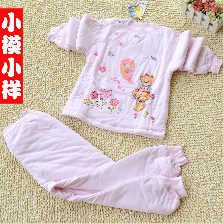Small ant female child antarctic cotton underwear set 100% cotton thickening child thermal underwear