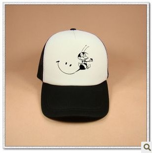 Small bee black and white mesh cap truck cap plus size article hat