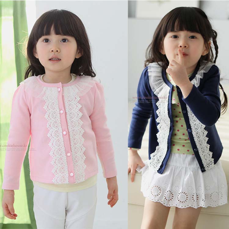 Small big female child long-sleeve spring and autumn cardigan children's clothing yarn clothing thin outerwear baby t-shirt