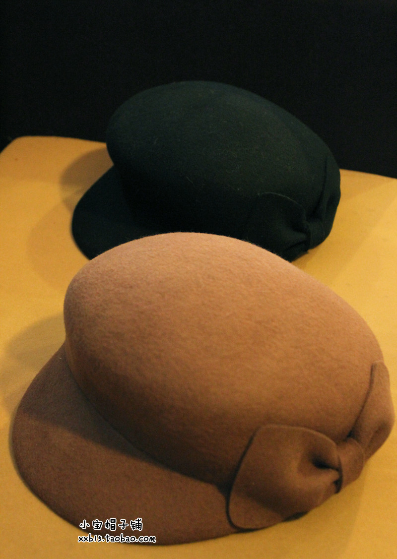 Small bow woolen billycan charming women's hosemanship autumn and winter hat cap