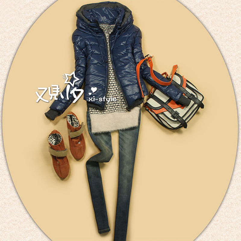 Small ! brief PU thickening with a hood wadded jacket winter female 5