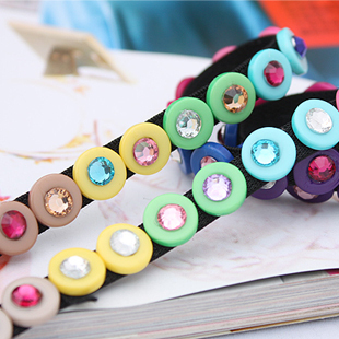 Small button rhinestone fashion multi-colored shoulder strap behind the cross multicolor