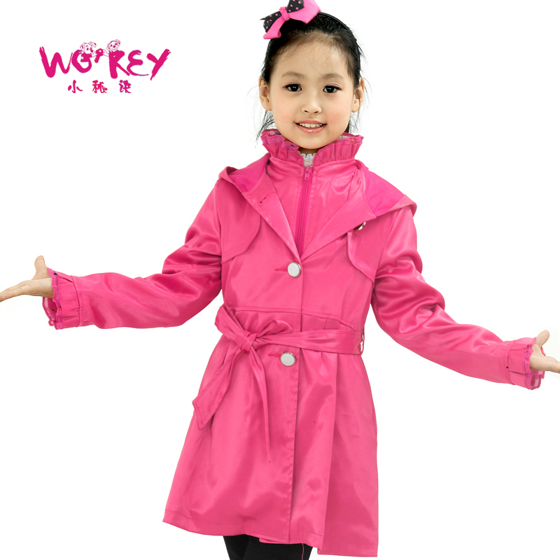 Small child autumn female medium-long cool personality trench f133